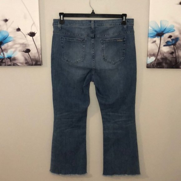 NWOT, MICHAEL MICHAEL KORS Stretch Denim High-Rise Frayed Jeans - Picture 10 of 11